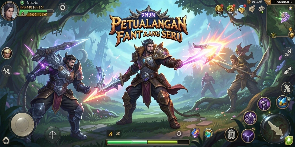 Screenshot gameplay 9N9N menampilkan aksi pertempuran yang mendebarkan.