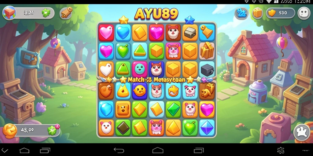 Tampilan gameplay seru AYU89 dalam misi Match-3.