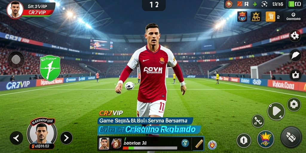 Tampilan gameplay CR7VIP dengan aksi seru di lapangan hijau.