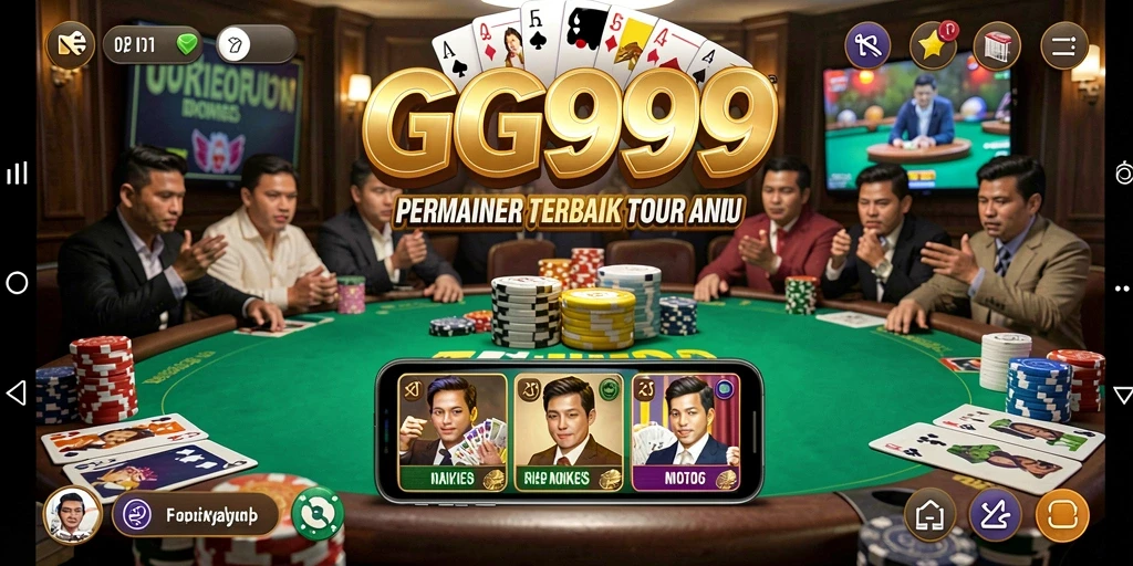 Screenshot gameplay GG999 menunjukkan suasana meja Poker yang menegangkan.