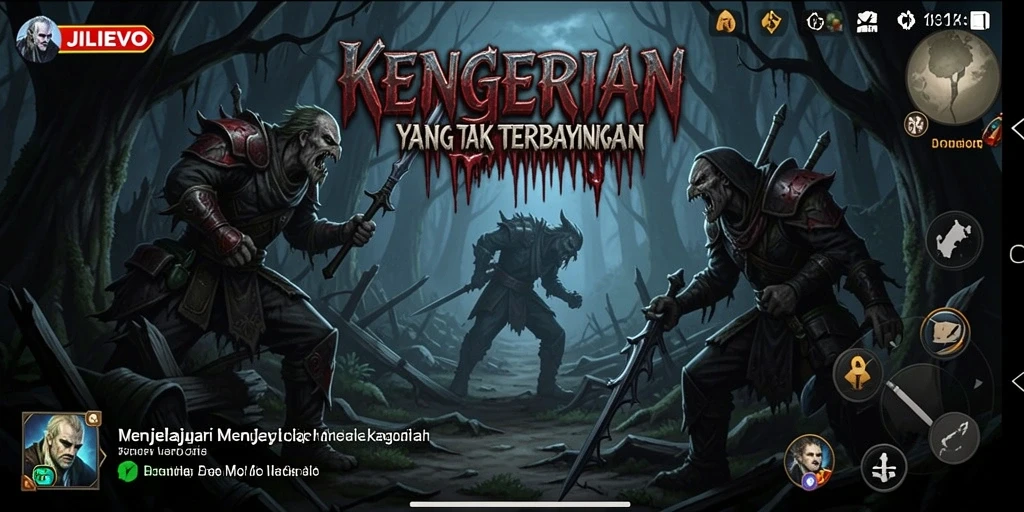 Screenshot gameplay menampilkan suasana Horror yang mencekam.