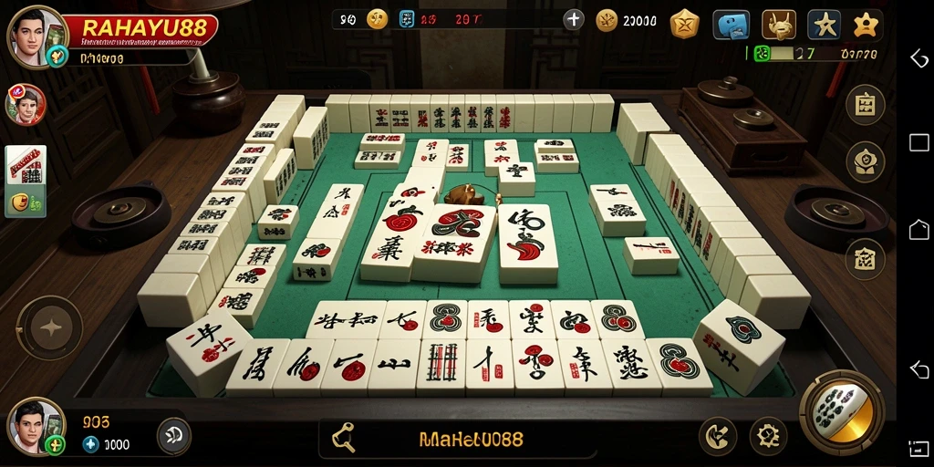 Gameplay menarik RAHAYU88 dengan ubin Mahjong yang berwarna-warni.