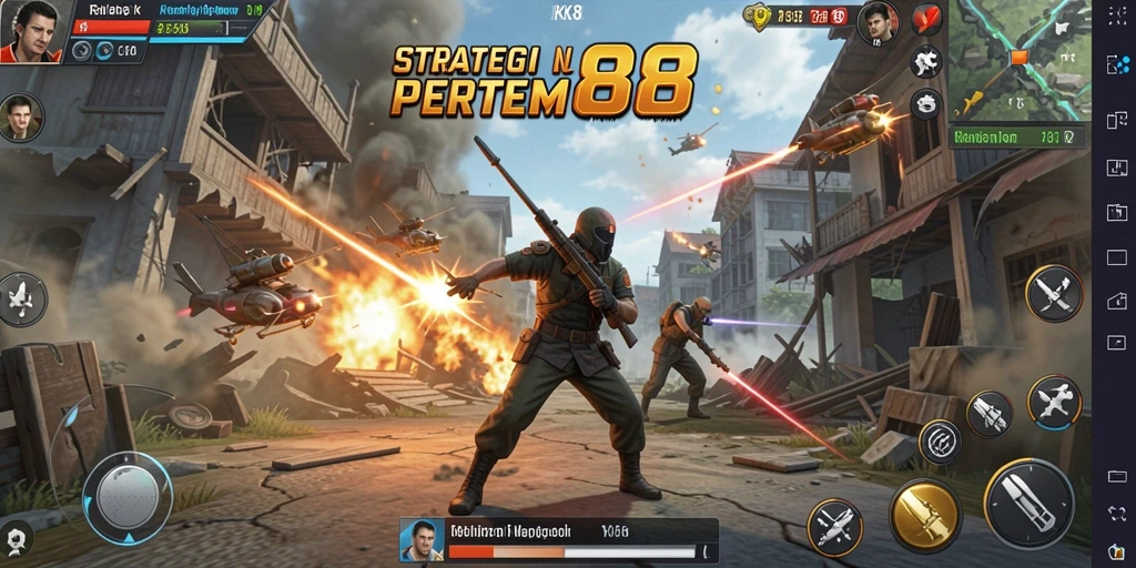 Tampilan gameplay menegangkan dalam RK88 dengan strategi pertempuran yang mendalam.