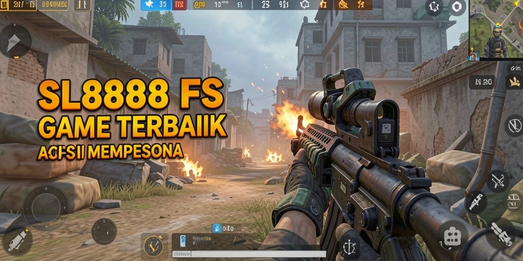 Screenshot utama SL888 menampilkan aksi intens dalam gameplay FPS.